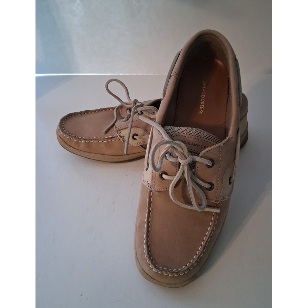 Highland Creek Chesapeake Men's Boat Shoes Loafers Size 10M Tan Leather NICE!